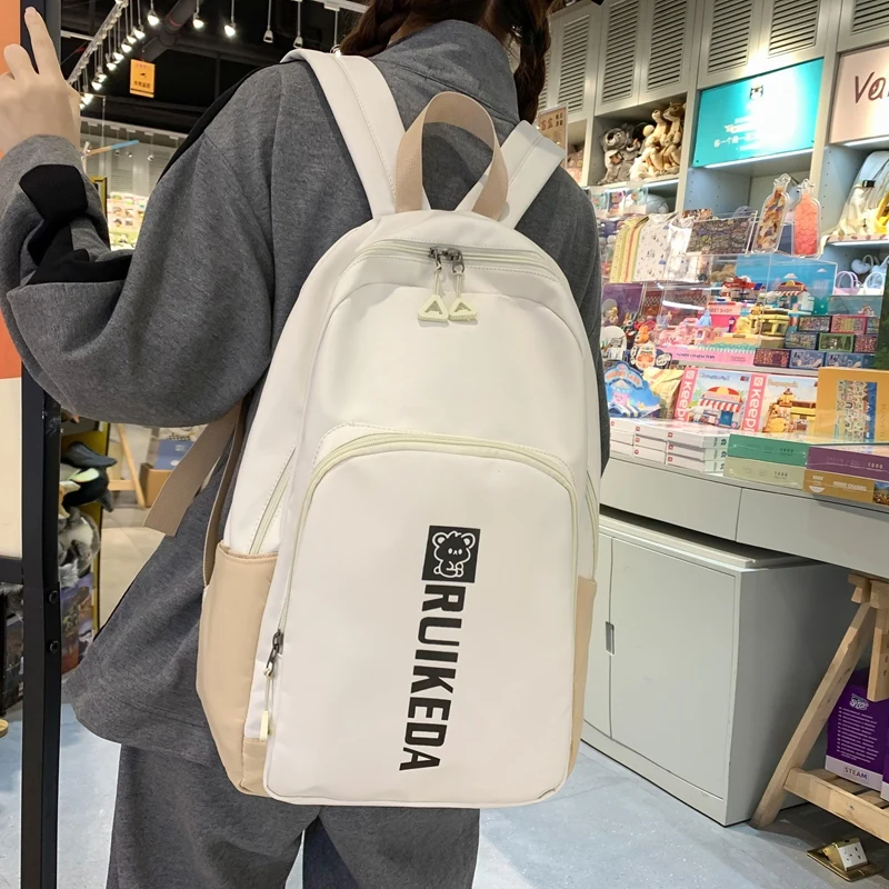 

Women Backpack Solid Color Schoolbag for Teenage Female Backpack Multi-pocket Rucksack Cute Mochila Girl Book Knapsack