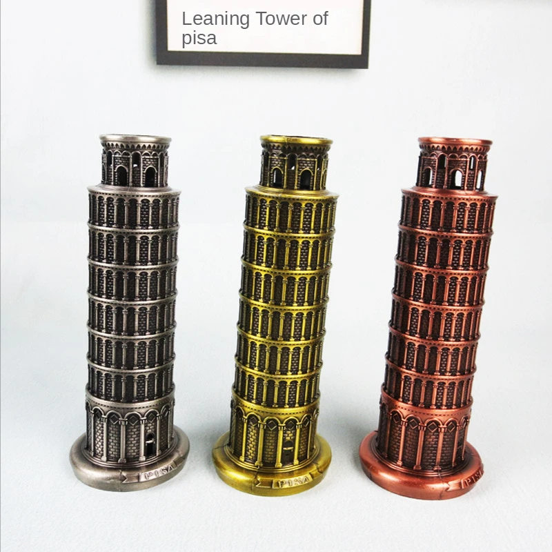 

Building Model Figurine Retro Leaning Tower of Pisa Model Metal Crafts Office Desktop Ornaments Gifts Souvenirs Home Desk Decor