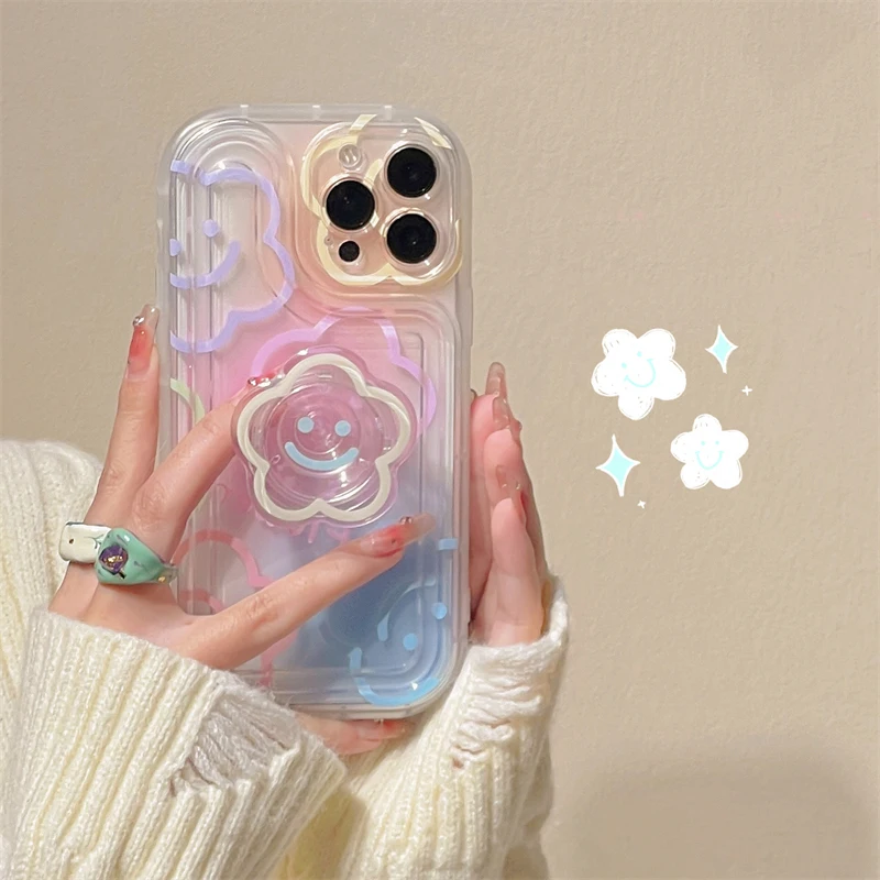 

Phone Case for iPhone 14 13 Pro Max 12 11Flower Cover Grip Holder