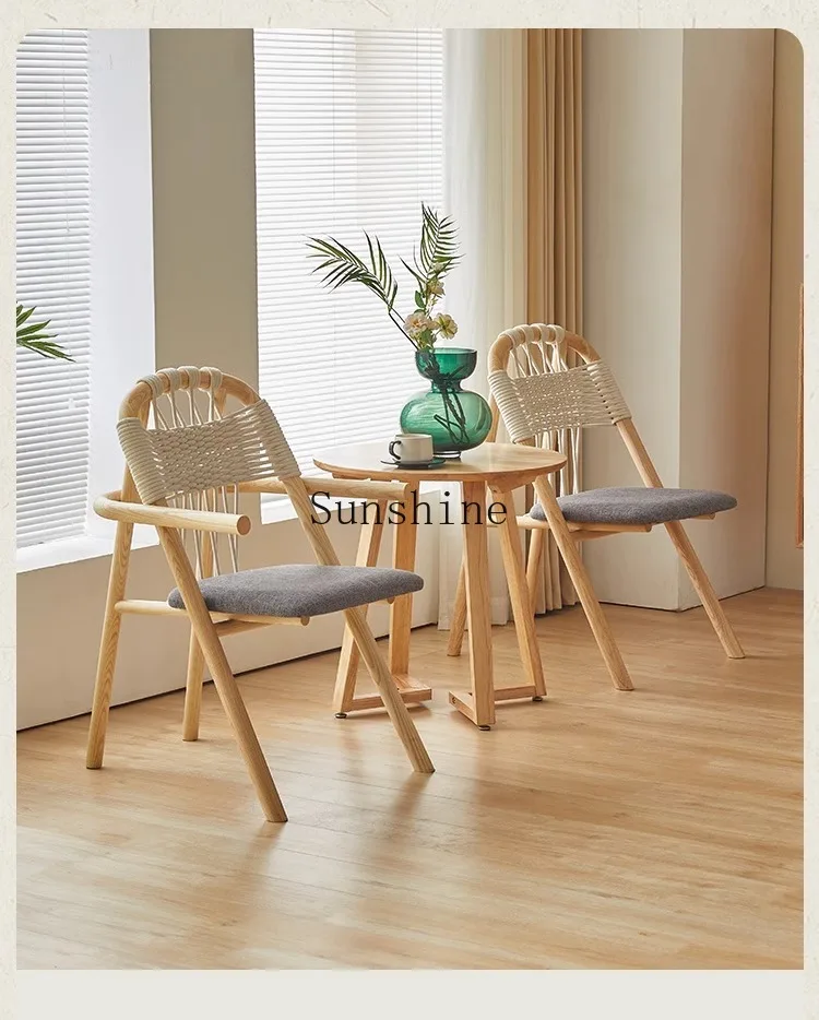 Обеденный стул из веревочной ткани в японском стиле один для проживания семье