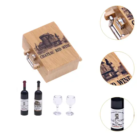 Миниатюрные бутылки вина и бокалы для кукольного домика Perfeclan