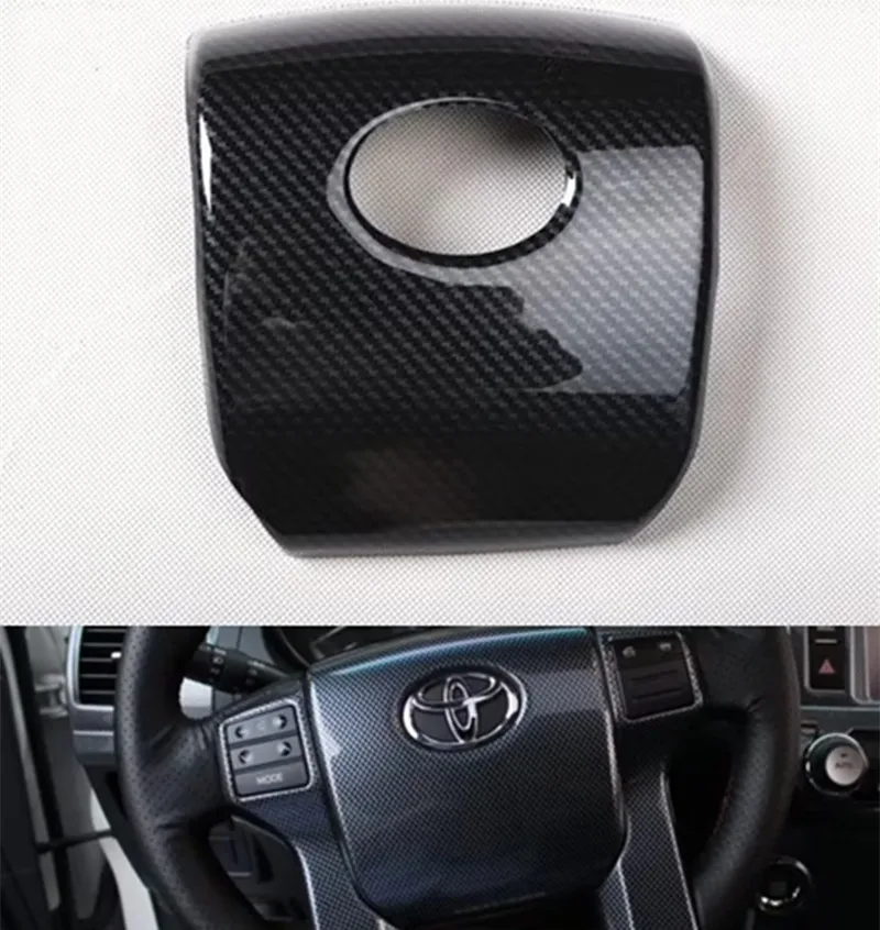

Чехол из углеродного волокна ABS для автомобильного рулевого колеса, обшивка центральной панели, Наклейка для Toyota Prado 2010-2016