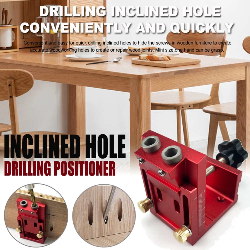 

NEW Pocket Hole Drill Guide Dowel Jig Oblique Hole Locator Drilling Kit Aluminium Woodworker DIY Tools with 9mm Drill Bit