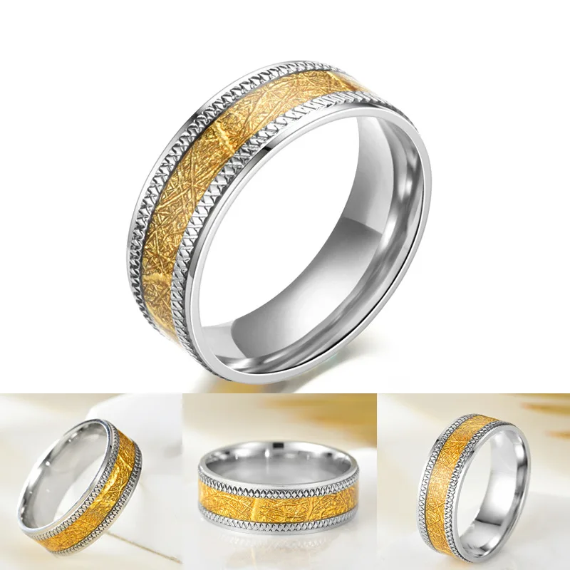 

Titanium Steel New Fashion Jewelry Gold Men's Embossed Stainless Steel Ring