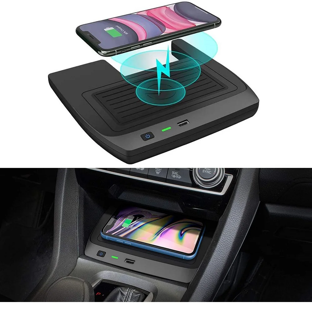 Беспроводное зарядное устройство для Honda Civic 2016-2021 аксессуары с USB-портом 15 Вт