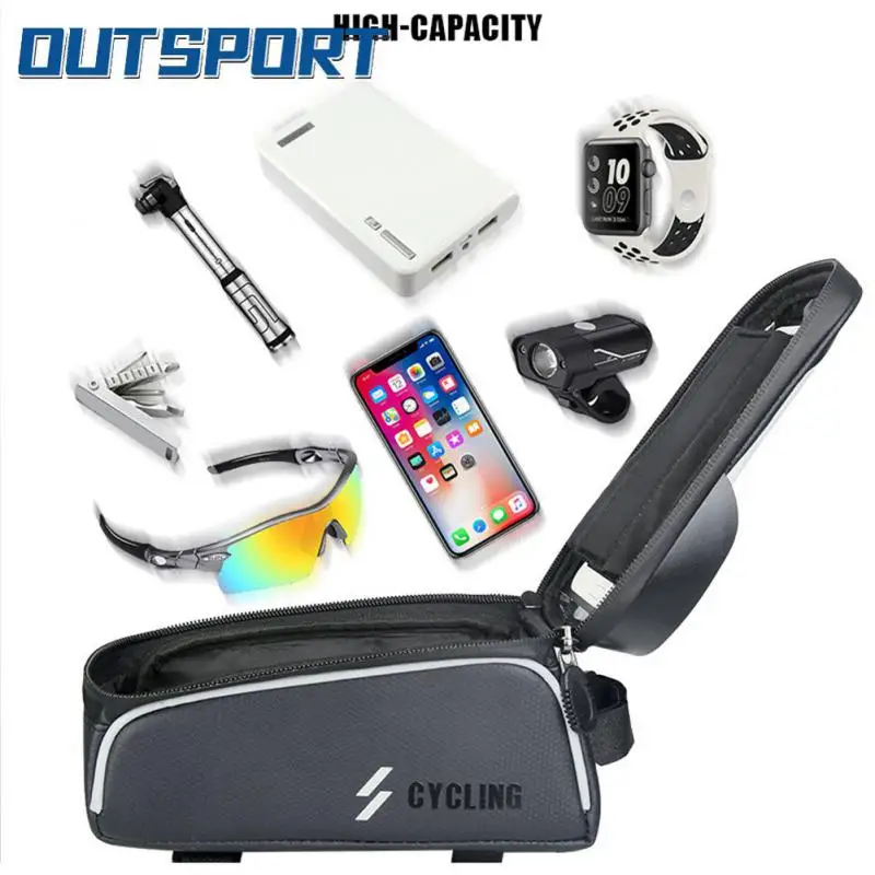 

Three-point Fixation Mobile Phone Bag Tpu Bicycle Packet Sun Visor Anti-splashing Mountain Bike Upper Pipe Bag Riding Equipment