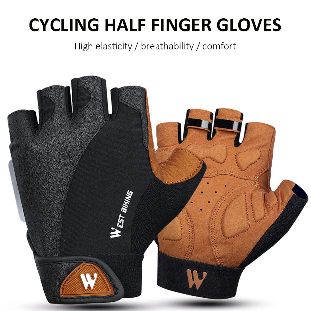 

WEST BIKING Outdoor Cycling Gloves Motorcycle Bicycle Half Finger Gloves Protective Gloves Cycling Mountain Bike Mitten 2022