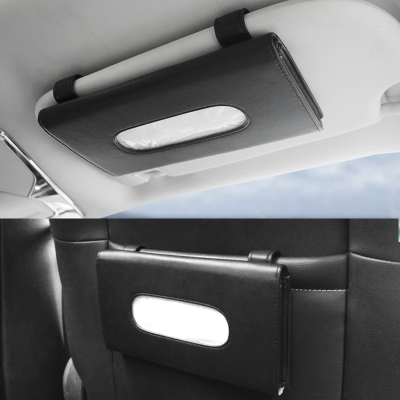 

Convenient Car Sun Visor Seat Back Tissue Box Car Tissue Holder Storage Styling Accessories Pumping Paper Storage Box 1Pc