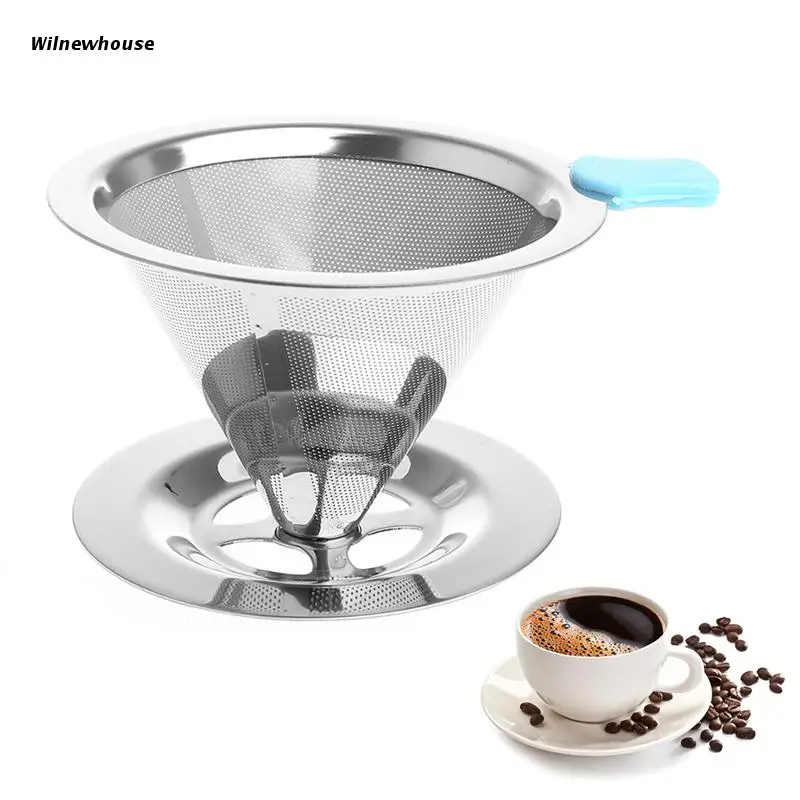 

F63A Portable Metal Stainless Steel Coffee Filter Funnel /V-type Cup Filters Tea Tool