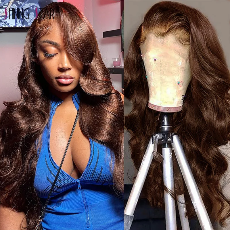 

Brown Colored Lace Front Human Hair Wigs Pre Plucked 13X4 Human Hair Lace Frontal Wigs For Women Body Wave Lace Front Wig Remy