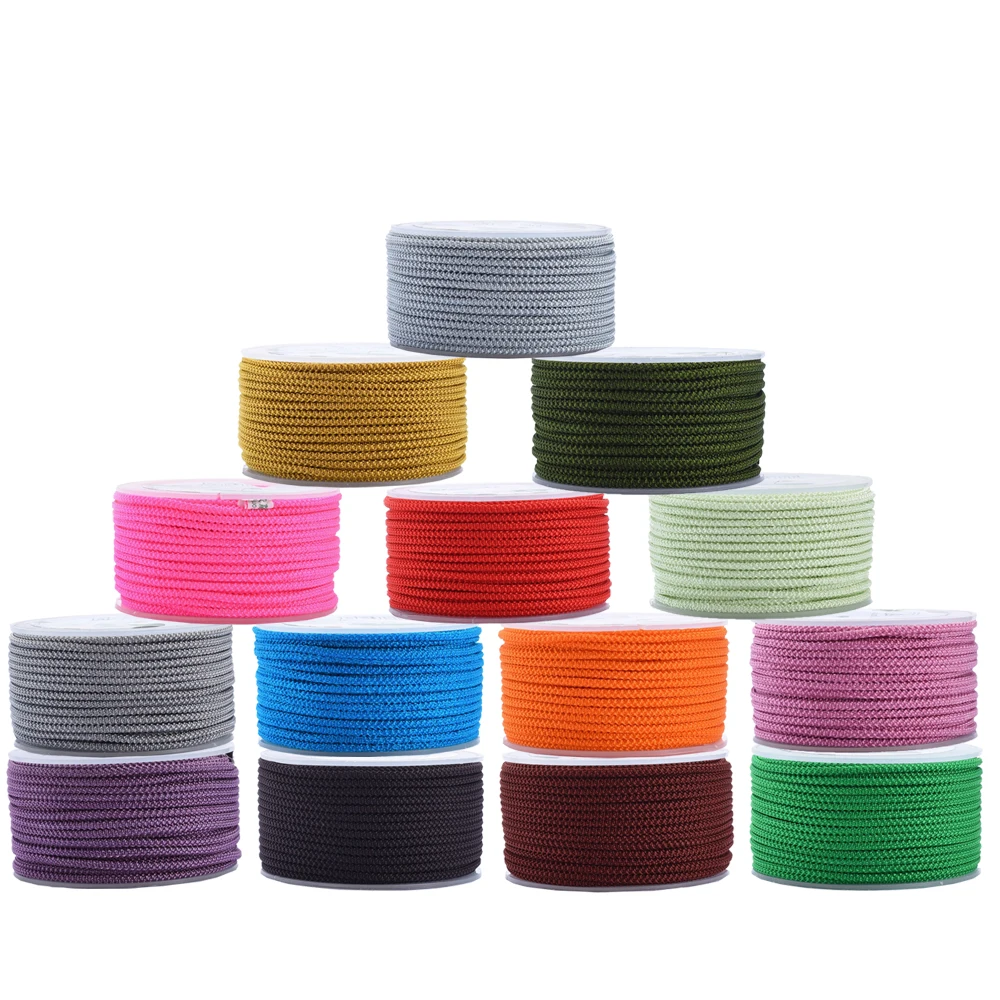 

About 15m/Roll Polyester Braided Thread Cords 2mm for Fashion jewelry making DIY bracelet necklace Crafts accessories Supplies