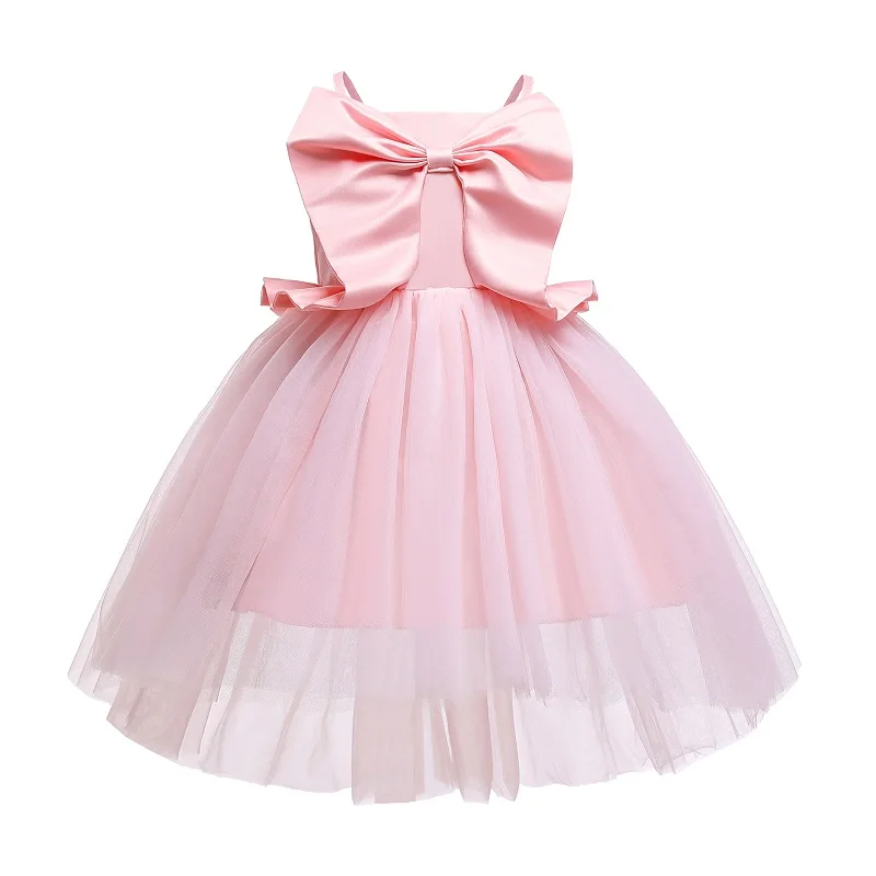 

Girls Dress Birthday Party Flowergirl Summer Baby Dress Mermaid Dress Big Bows pink Sling Mesh Princess Dress Children’s clothes
