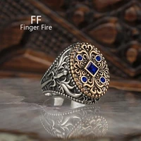 fashion vintage handmade silver plated engraved pattern ring men women universal festive banquet jewelry