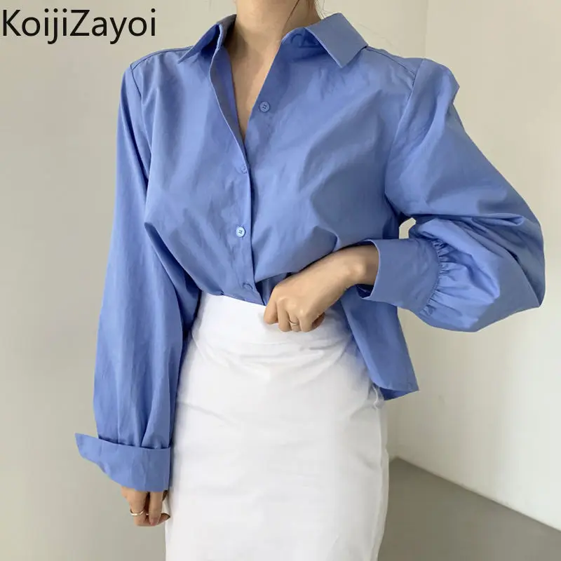 

Koijizayoi Solid Office Lady Casual Loose Shirt Long Sleeves Women Basic Korean Blouse Spring Autumn 2022 Chic Blusas Dropship