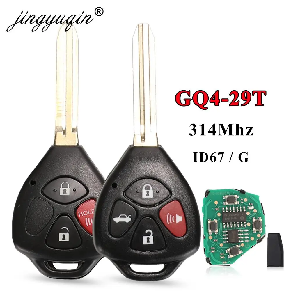 jingyuqin GQ4-29T 314MHz ID67 Key for Toyota USA Corolla Matrix 2008-2010 Pontiac Vibe Remote Control Car Key Fob 4 Buttons