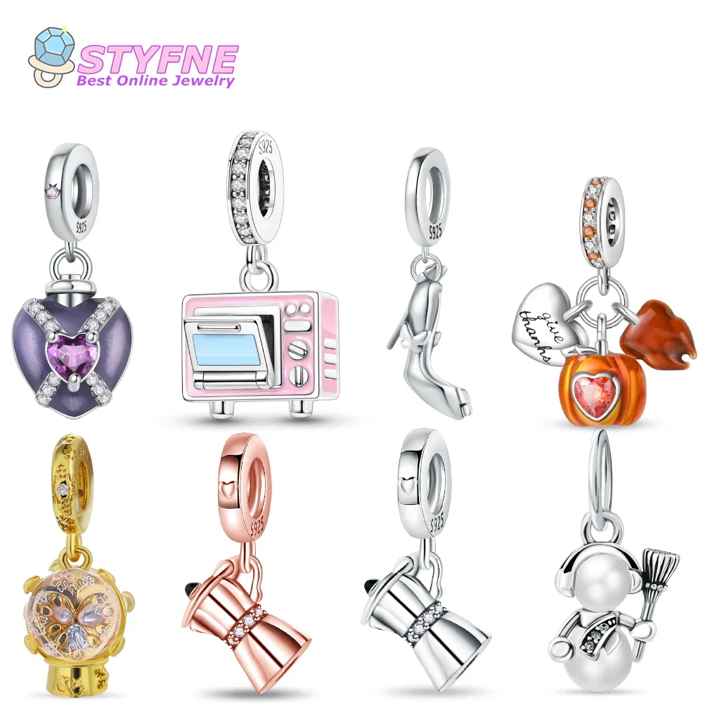Стерлингового Серебра 925 духи и камень подвеска в форме сердца бусины подвески