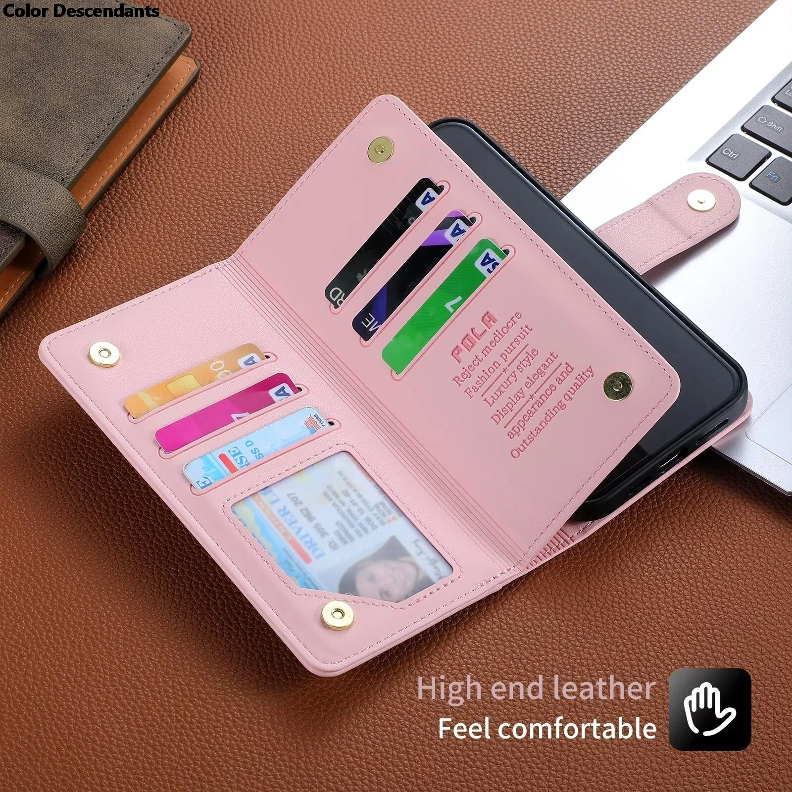 Чехол-книжка для iPhone 15 Pro Max кожаный магнитный кошелек на молнии Plus Роскошный