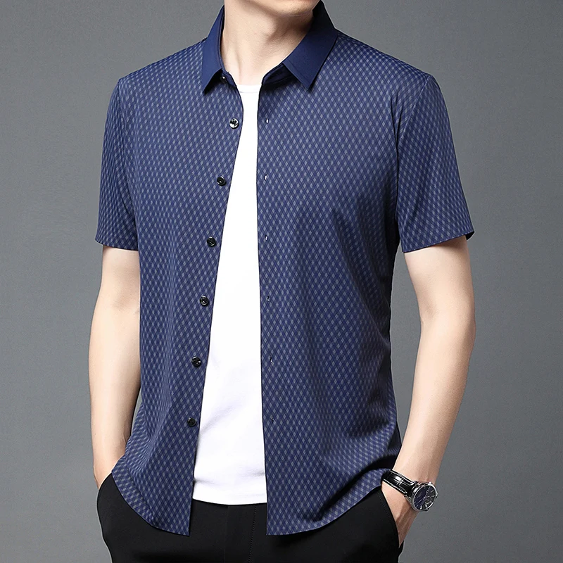 

High Quality New Casual Mens Lapel T-shirt Summer Breathable Thin Slim Fit Polo Shirts Quick Dry Soft Business Shirt Homme Tops