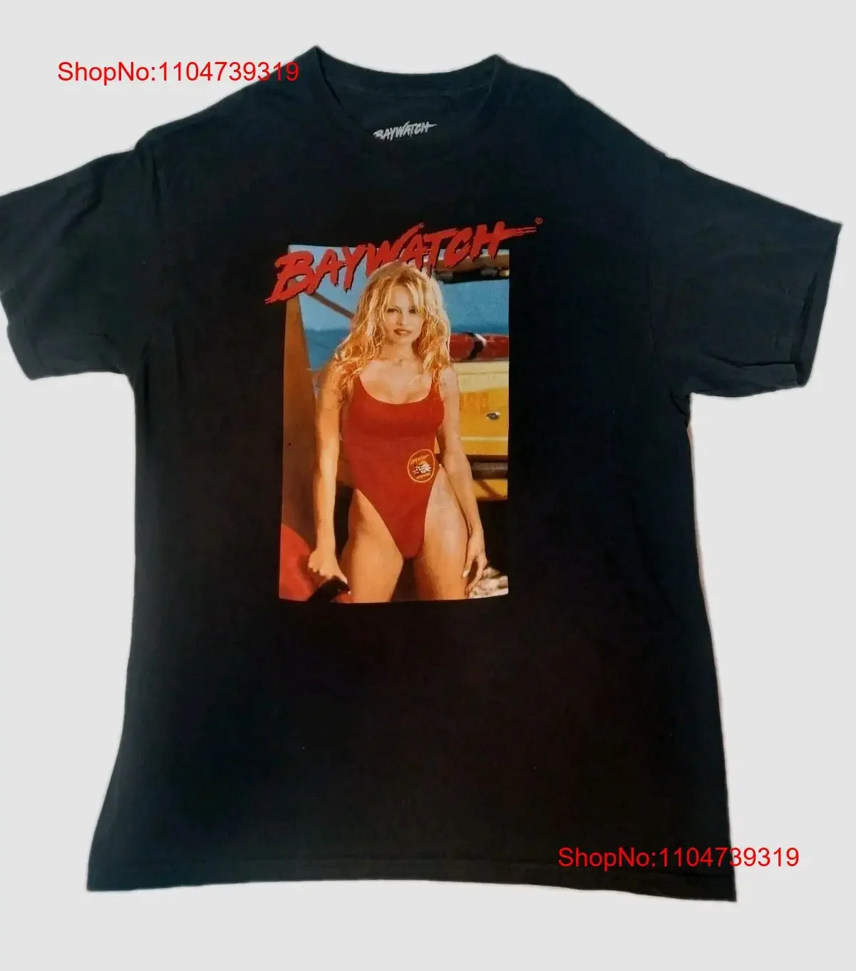 Фото Мужская большая черная футболка Baywatch Pamela Anderson CJ 2016, 90, винтажная стираная повседневная футболка с графикой, универсальная дизайнерская одежда №1