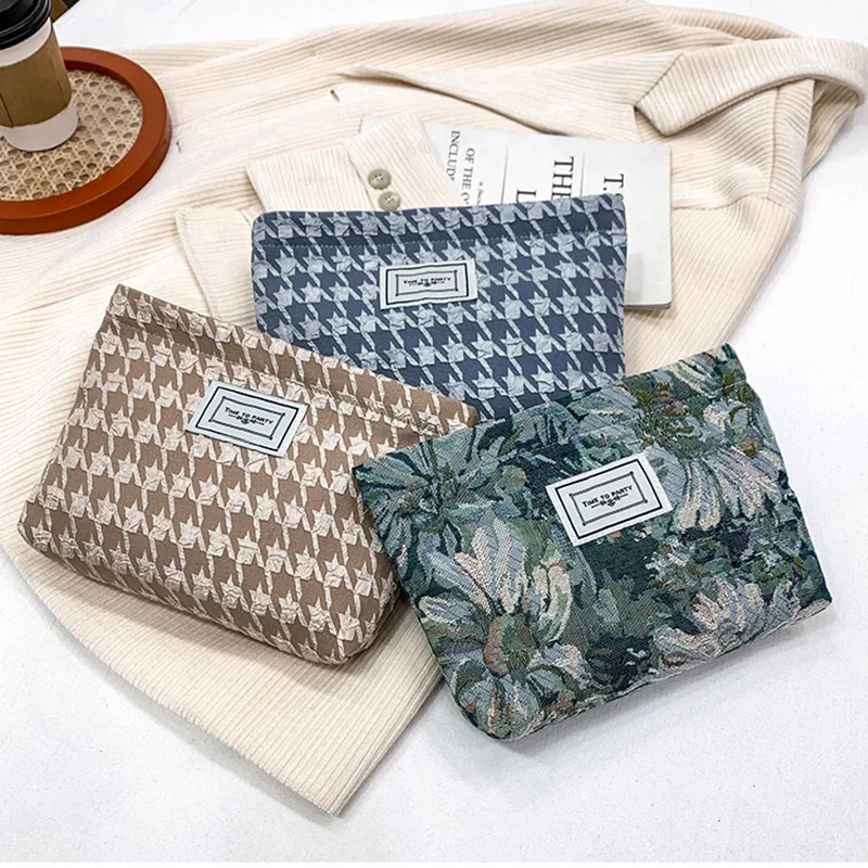 

Zipper Fashion Vintage Oil Painting Style Cosmetic Makeup Bags Women Retro Makeup Pouch Bags Clutch Large Capacity Storage Bag
