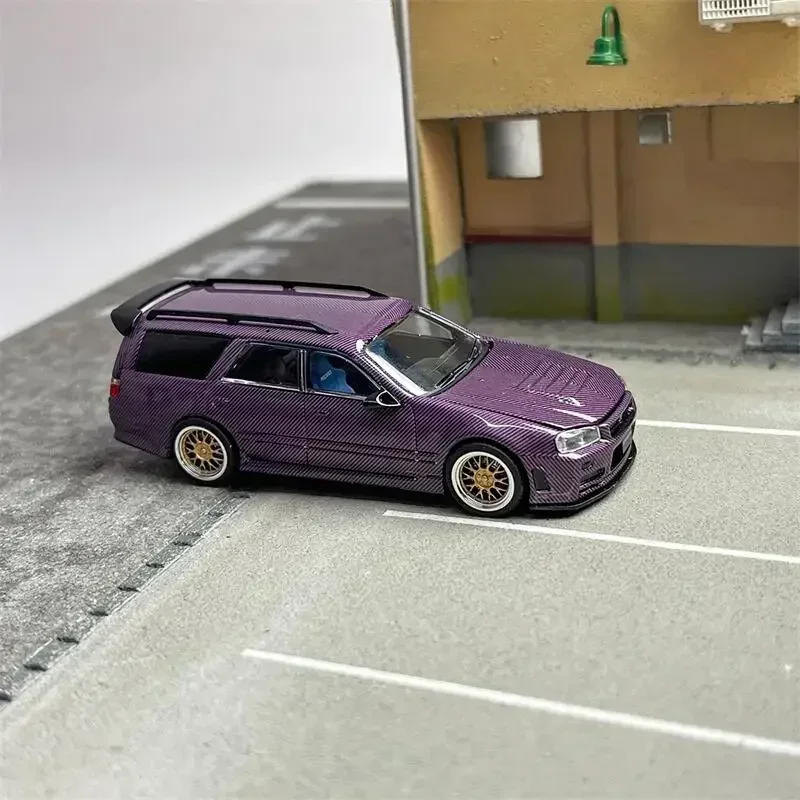 ZOOM 1:64 R34 Stagea Full Carbon Черный/Синий/Фиолетовый Limited499 Литая под давлением модель