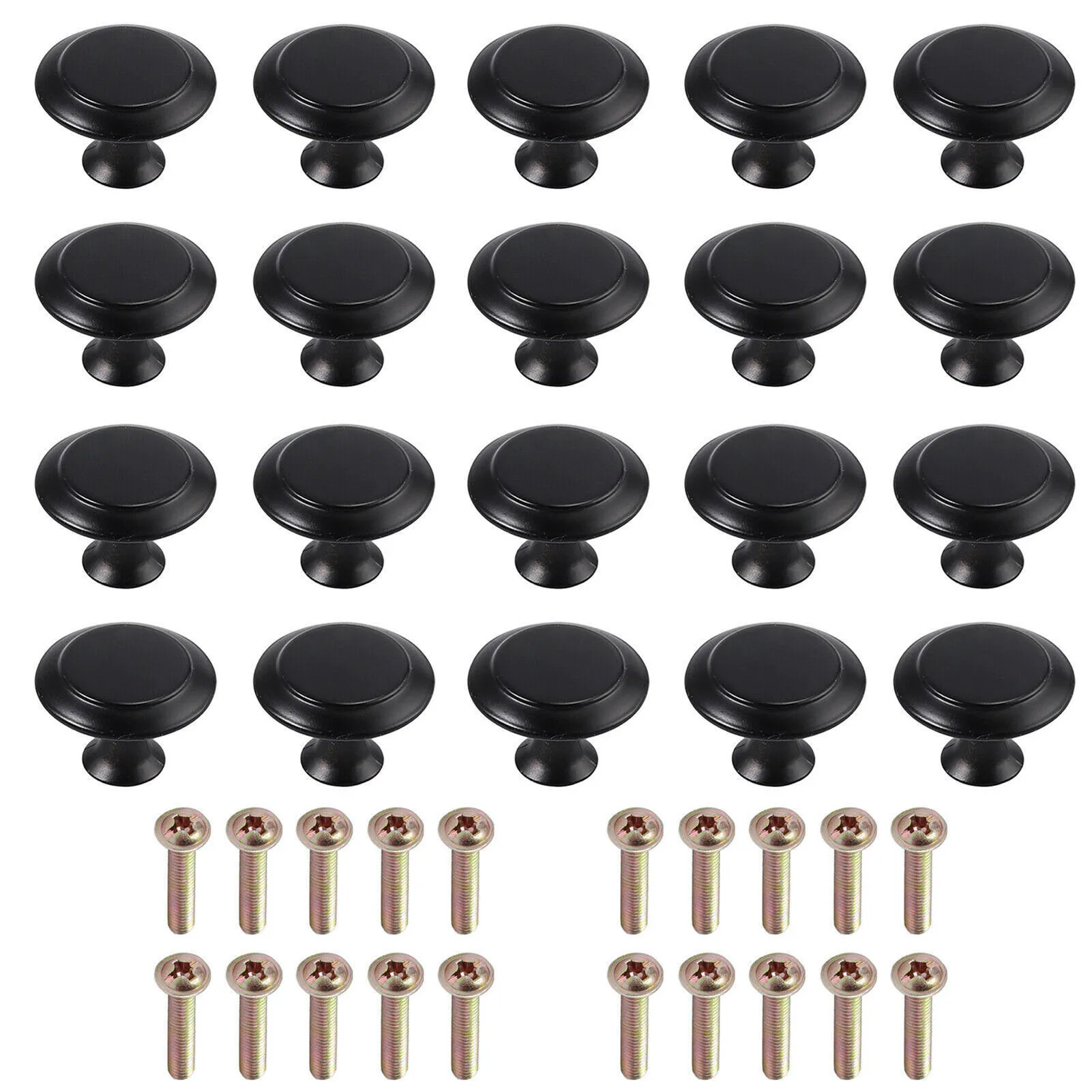 

20PCS Stainless Steel Drawer Handles with Screw Set Single Hole for Cabinets Door Handle Cabinet Hardware Round Knobs SEC88