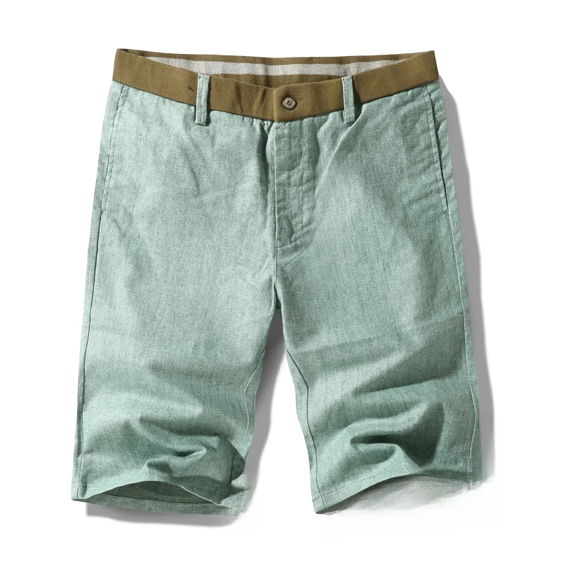 Летние тонкие льняные укороченные брюки мужские повседневные облегающие шорты