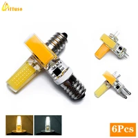 6pcslot g4 g9 e14 led lamp bulb ac dc 12v 220v 230v smd cob spotlight chandelier high quality lighting replace halogen lamps
