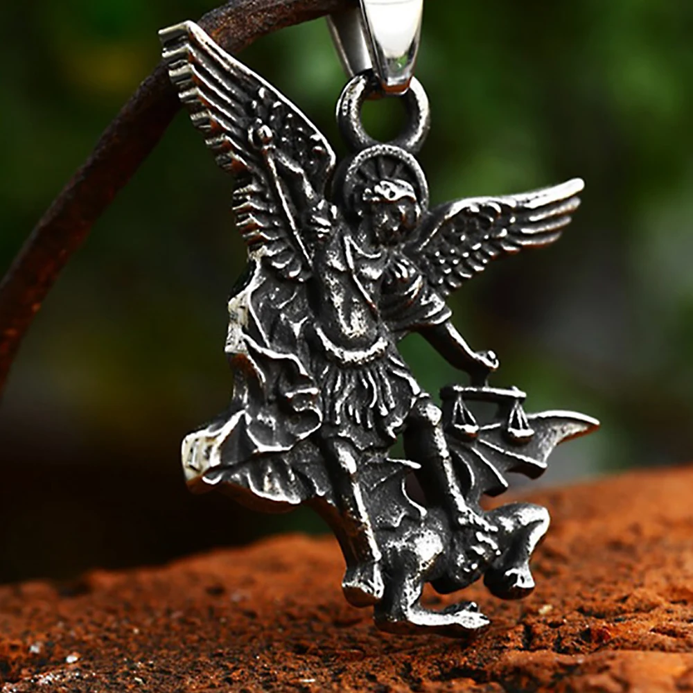 Винтажный кулон из нержавеющей стали Святого Михаила Архангела католический