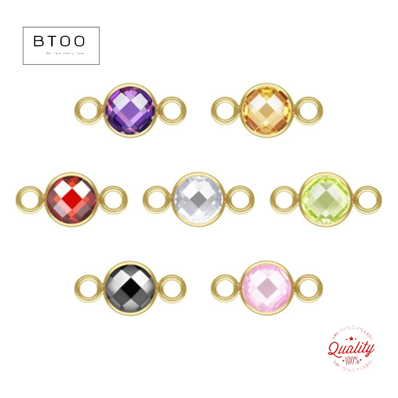 Позолоченный двусторонний шахматный соединитель 14 к 8 мм 3A CZ граненый круглый