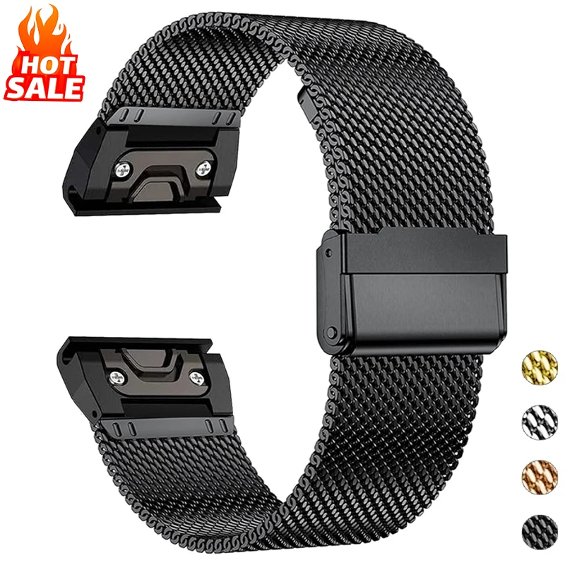 Ремешок из нержавеющей стали 22 мм 26 для Garmin Tactix 7 Fenix 7X Pro 6X 6 5X 5Plus Forerunner 965 955 Enduro Quick