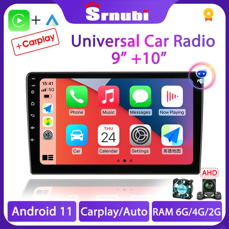 Автомагнитола универсальная мультимедийный плеер на Android 11 с GPS 9/10 &quotэкраном для
