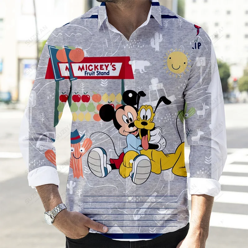 Сорочка décontractée à manches longues pour hommes nouvelle Collection automne 2024 boutons de dessin animé Disney Donald Duc
