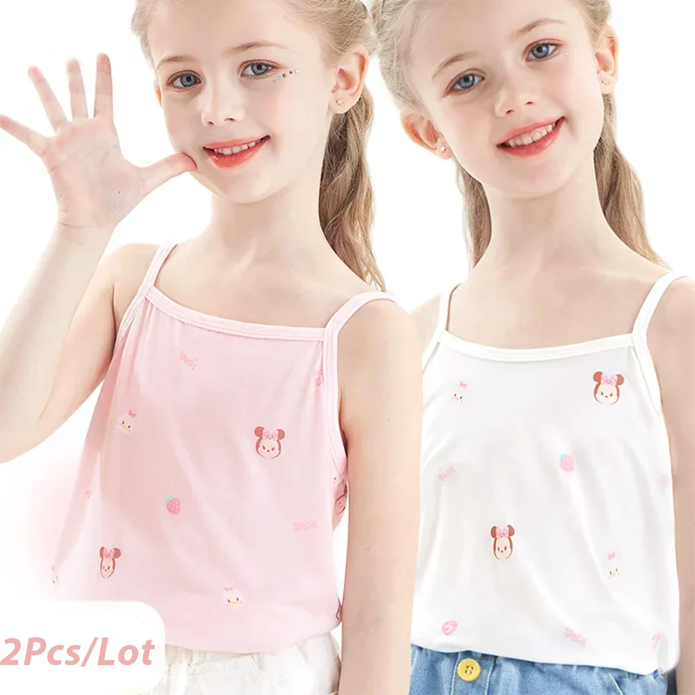 

Disney 2pcs/Lot Kids Cotton Tanks Top Frozen Minnie Camisoles Underwear Girls Summer Undershirt Singlet Shirts