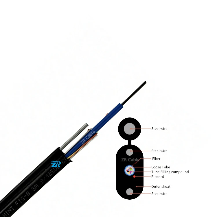 Фото Наружный плоский оптический кабель FTTH на 4, 6, 8, 12, 24, 36, 48 волокон, GYXBY, GJYXCH, с фосфатированным стальным проводом, плоский кабель типа «восьмерка» (Fig 8) №2