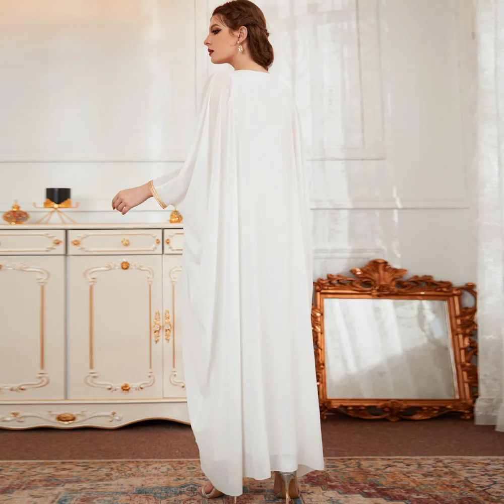 White Satin Abaya Dubai Turkey Muslim Dress Islam 2022 Abayas for Women Caftan Marocain De Soiree Kaftan Robe Musulmane Djellaba