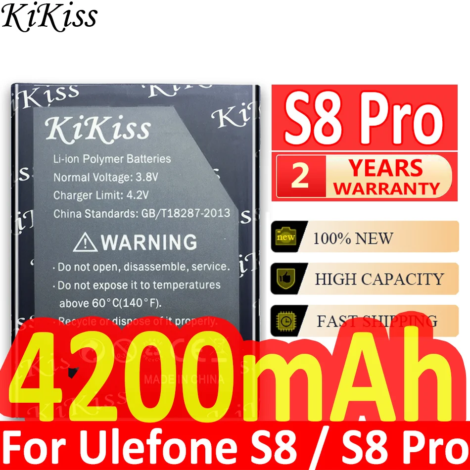 

Mobile Phone Battery for Ulefone S8 / S8 Pro S8Pro Battery 4200mAh 5.3inch MTK6737 MTK6580 Rechargeable Li-ion Polymer Battery