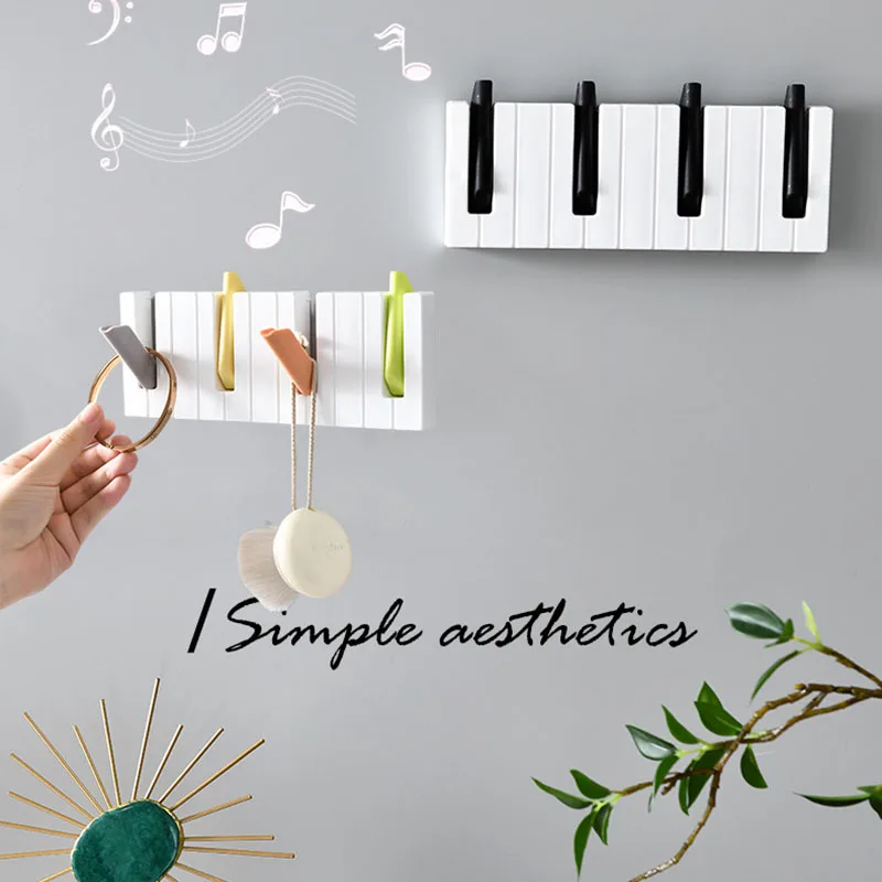 

Piano Shape 45° Hidden foldable Hook Self-adhesive Hooks Artistic Coat Rack Wall Hanger Entry Hanging Hat Clothes Holding Rack