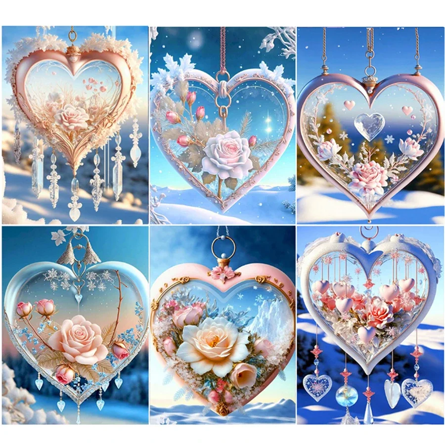 

5D DIY Diamond Painting By Number Cross Stitch Wind Chime Full Square Mosaic Flower Rose Interior Romantic Gifts
