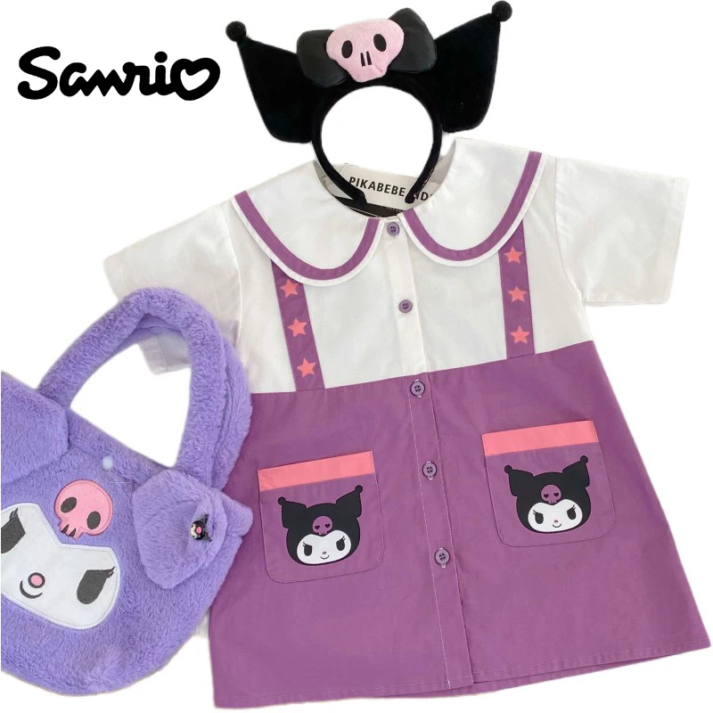 

Sanrios Kuromi аниме Kawaii детское платье с трехмерным принтом Симпатичная хлопковая цветная мягкая удобная детская юбка