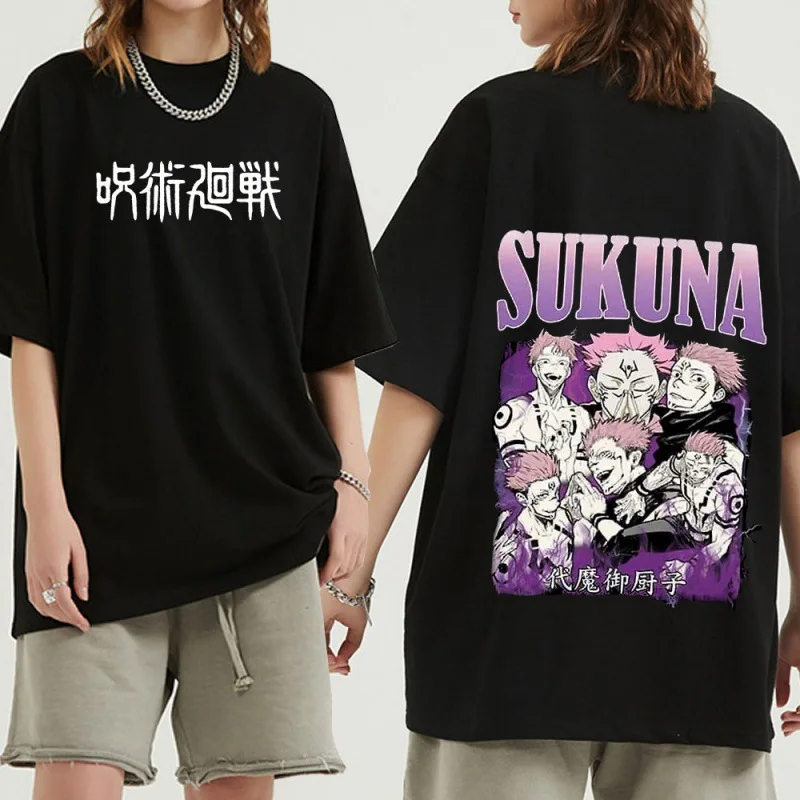 

Manga Men Hipster Crewneck Tee Anime Jujutsu Kaisen Gojo Satoru Yuji Itadori T-shirt Oversized Funny Hip Hop Harajuku T Shirt