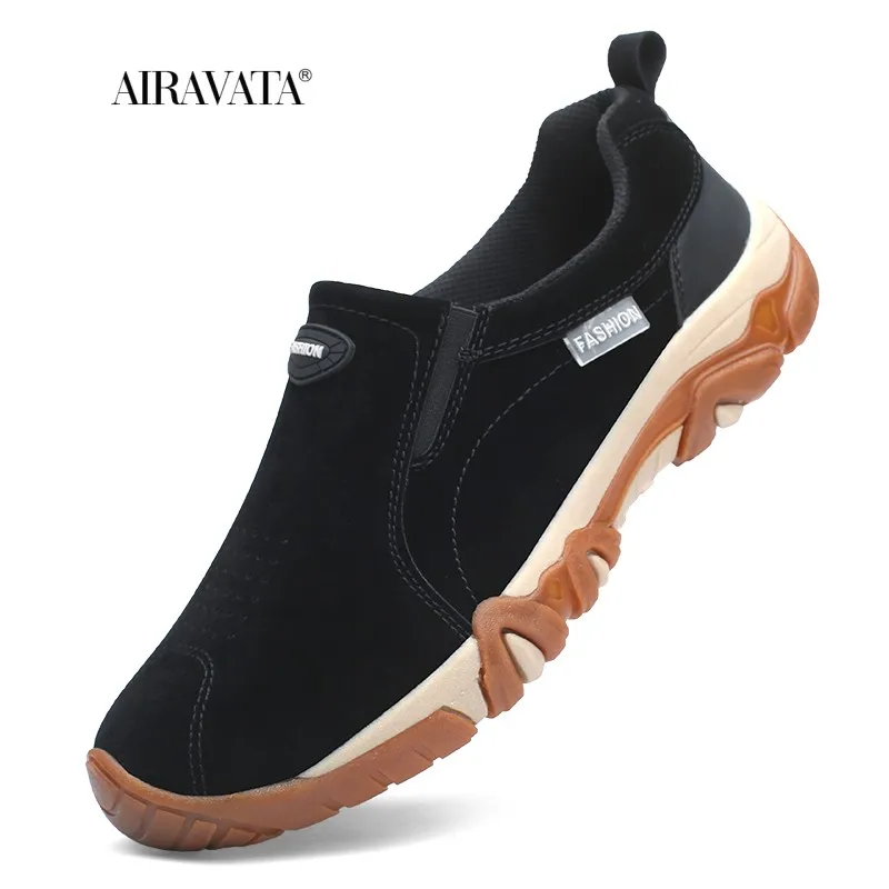 Men Casual Sneakers Leather Breathable Outdoor Hiking Shoes Men Non-Slip Trekking Shoes Mens Moccasins Zapatos Hombre