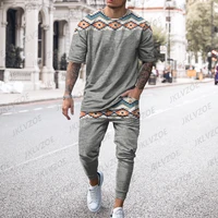 mens summer tracksuit short sleeve t shirttrousers set casual stylish streetwear fashion outfit male clothing oversized suit