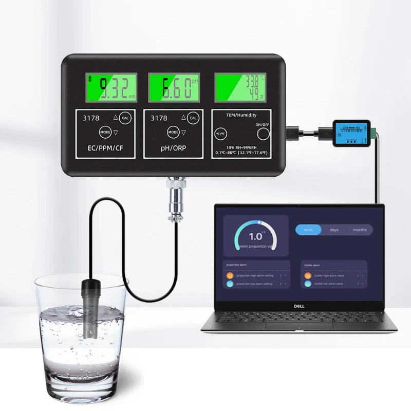 

RS485 коммуникация семь в одном, Φ PPM/EC/CF/PH/ORP/анализатор температуры, влажности и качества воды