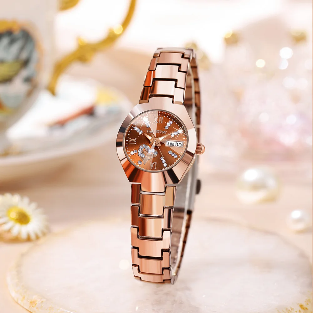 Fashion explosion women's hot selling heart drill face double calendar women's waterproof quartz watch