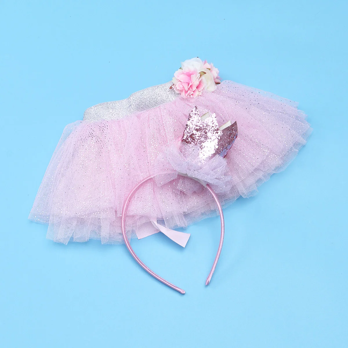 

Baby Short Dress Skirt and Headband Set Beautiful Mesh Skirt Performance Costume for Girls Tollders (Pink)