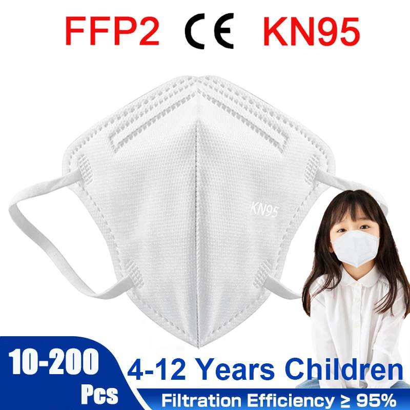 

10-200Pcs FFP2 Children's Masks KN95 5 Layers Filter Mask masque 3-12 Years Old Kids maske Dust Fack Mask Mascarillas Tapabocas