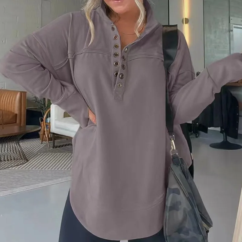 

Женский однотонный зимний Свободный пуловер с длинным рукавом и воротником-стойкой