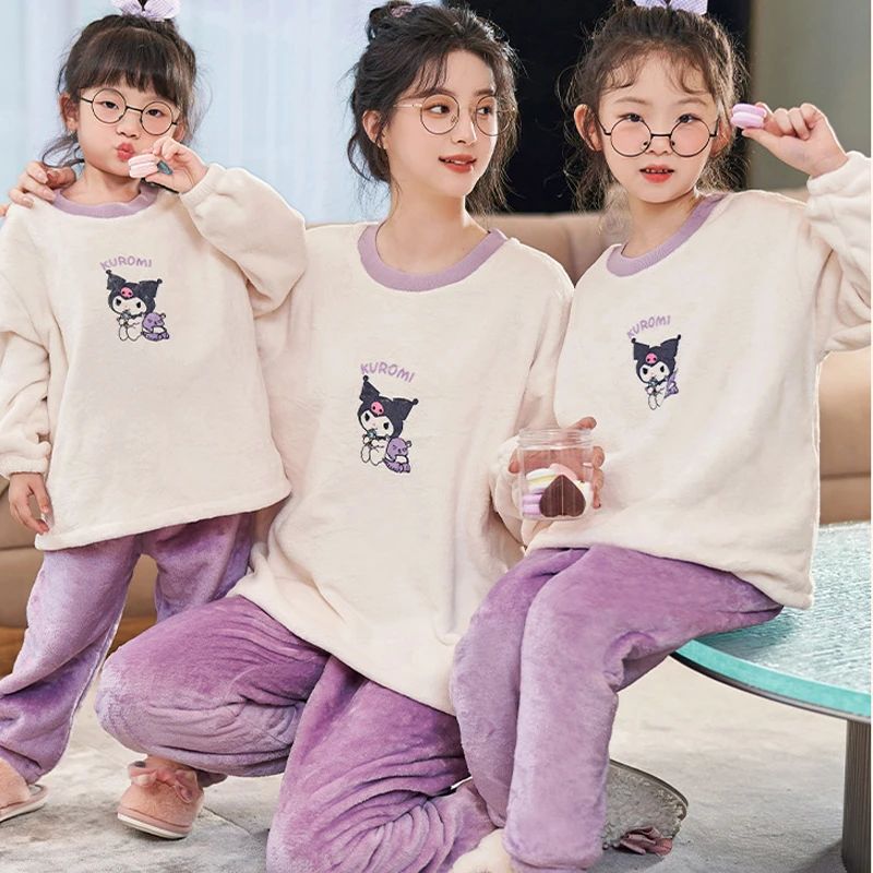 Kuromi осенне-зимние детские пижамы фланелевой пуловер с длинными рукавами Sanrios