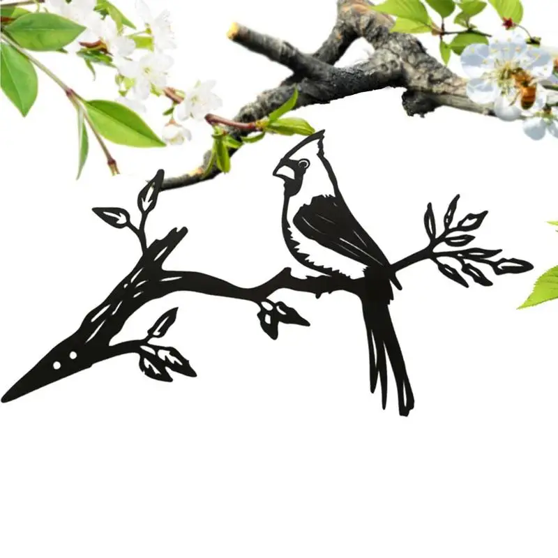 

Металлическая фигурка кардинала на ветке, декоративное украшение для сада, креативная фигурка газона для дома, сада, заднего двора